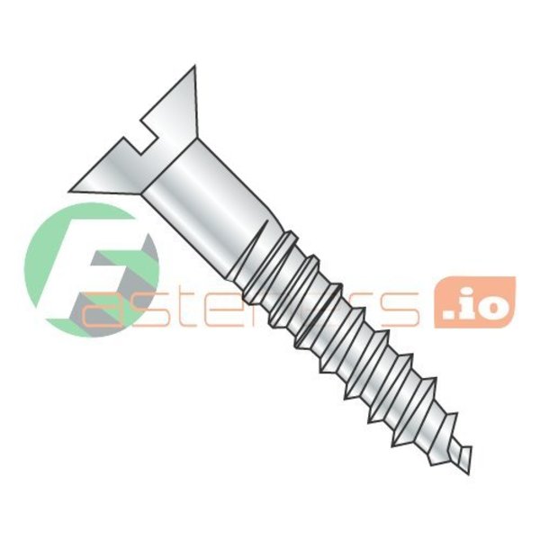 Newport Fasteners Wood Screw, #2, 3/8 in, Zinc Plated Steel Flat Head Slotted Drive, 10000 PK 422032